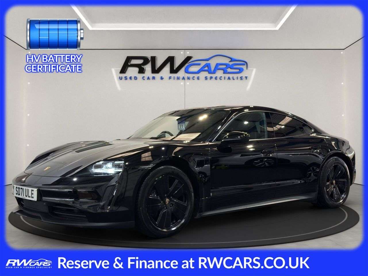 A 2021 PORSCHE TAYCAN Performance 79.2kWh Saloon 4dr Electric Auto RWD (11kW Charger) (408 ps) A 2021 PORSCHE TAYCAN Performance 79.2kWh Saloon 4dr Electric Auto RWD (11kW Charger) (408 ps)