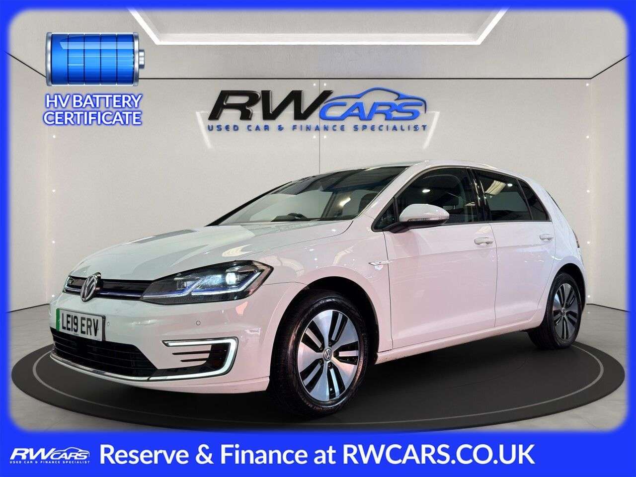 A 2019 VOLKSWAGEN E-GOLF 35.8kWh e-Golf Hatchback 5dr Electric Auto (136 ps) A 2019 VOLKSWAGEN E-GOLF 35.8kWh e-Golf Hatchback 5dr Electric Auto (136 ps)