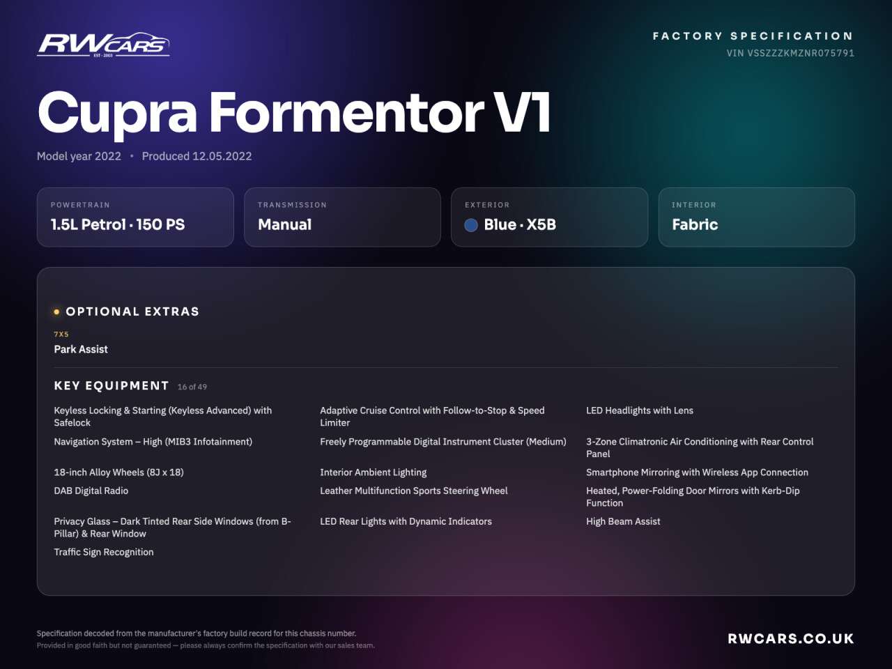 2022 CUPRA FORMENTOR 2022 CUPRA FORMENTOR