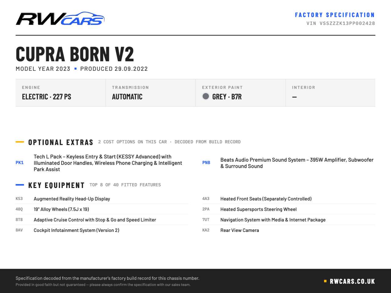 2022 CUPRA BORN 2022 CUPRA BORN