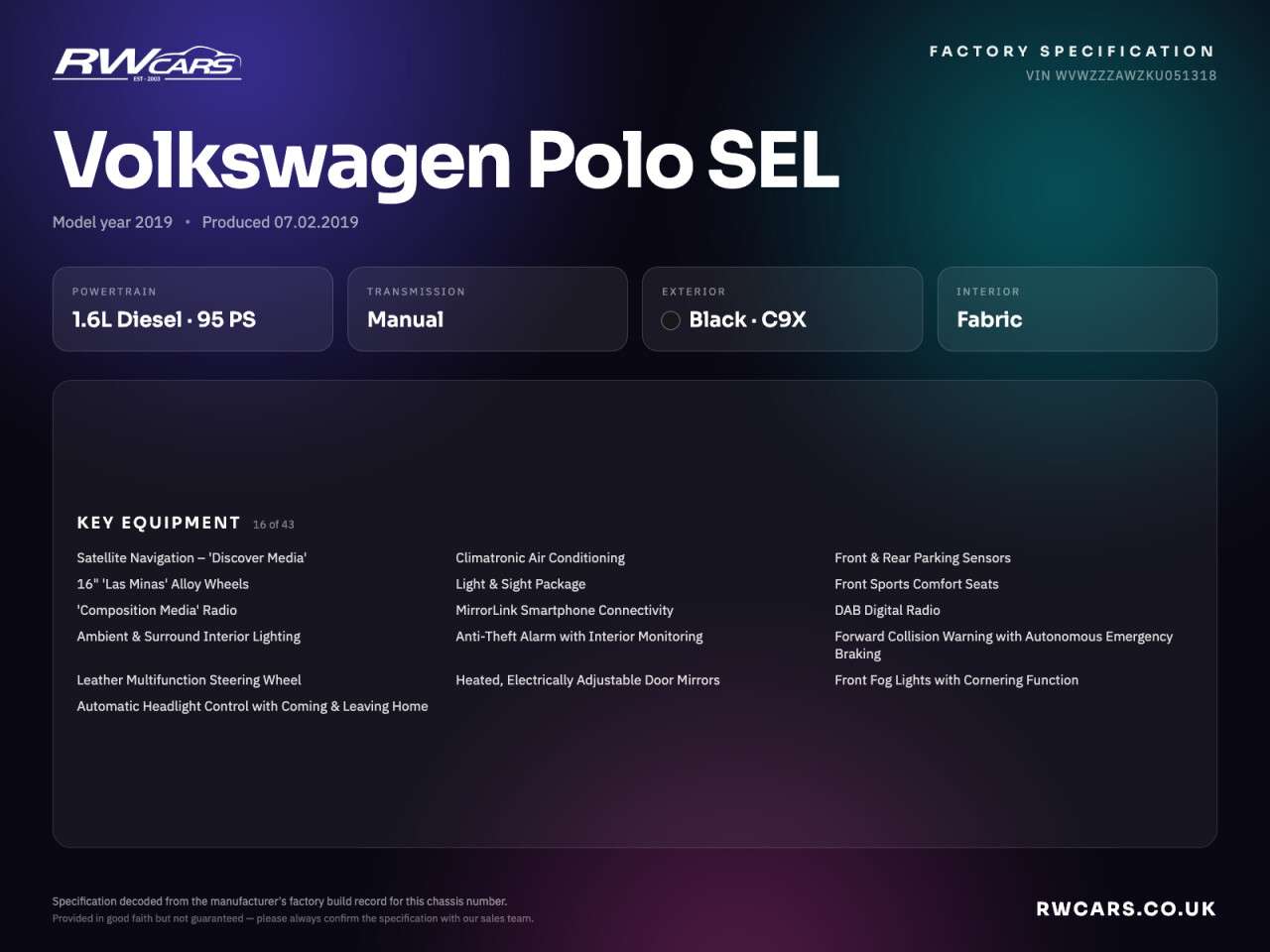 2019 VOLKSWAGEN POLO 2019 VOLKSWAGEN POLO