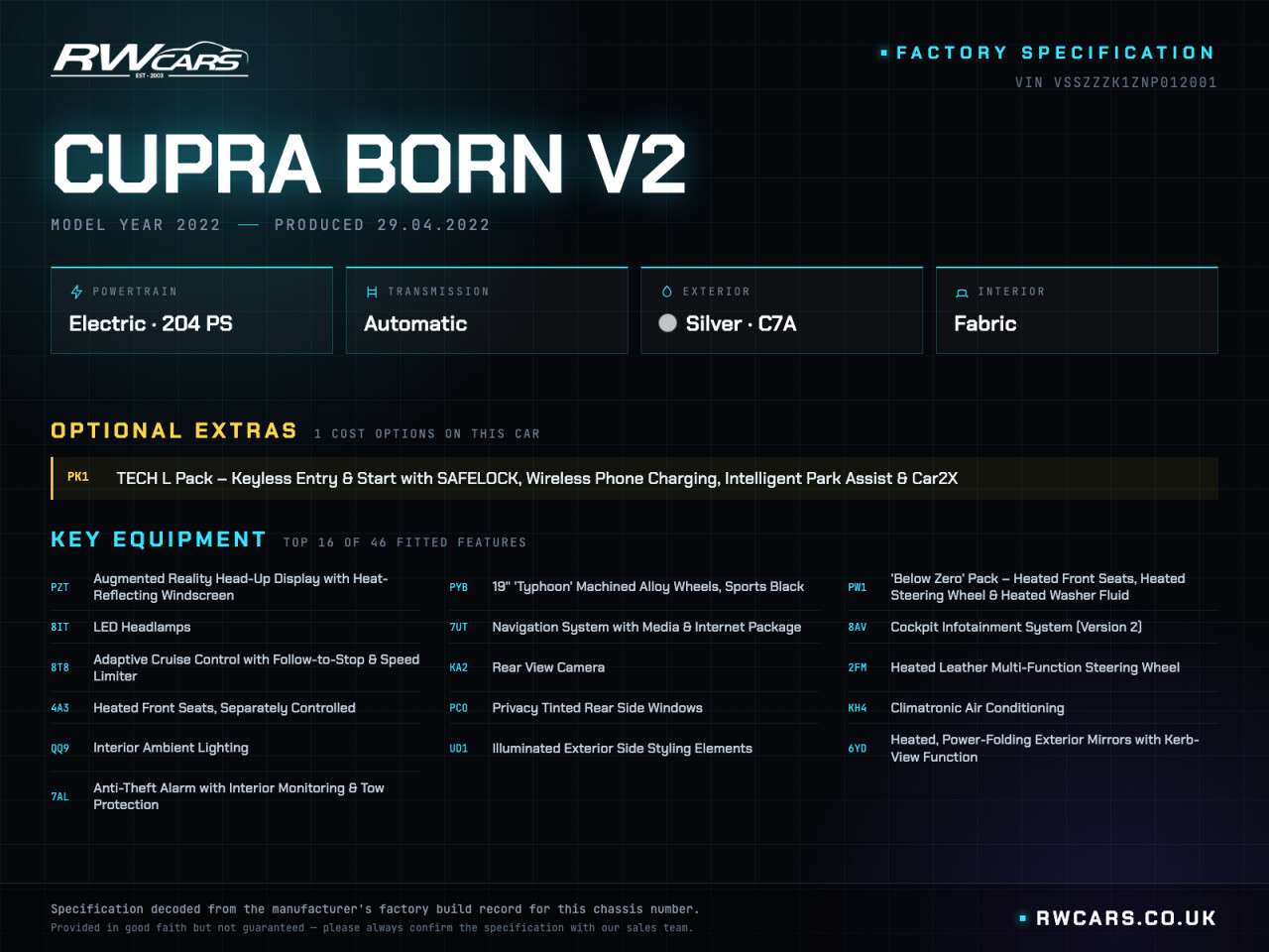 2022 CUPRA BORN 2022 CUPRA BORN