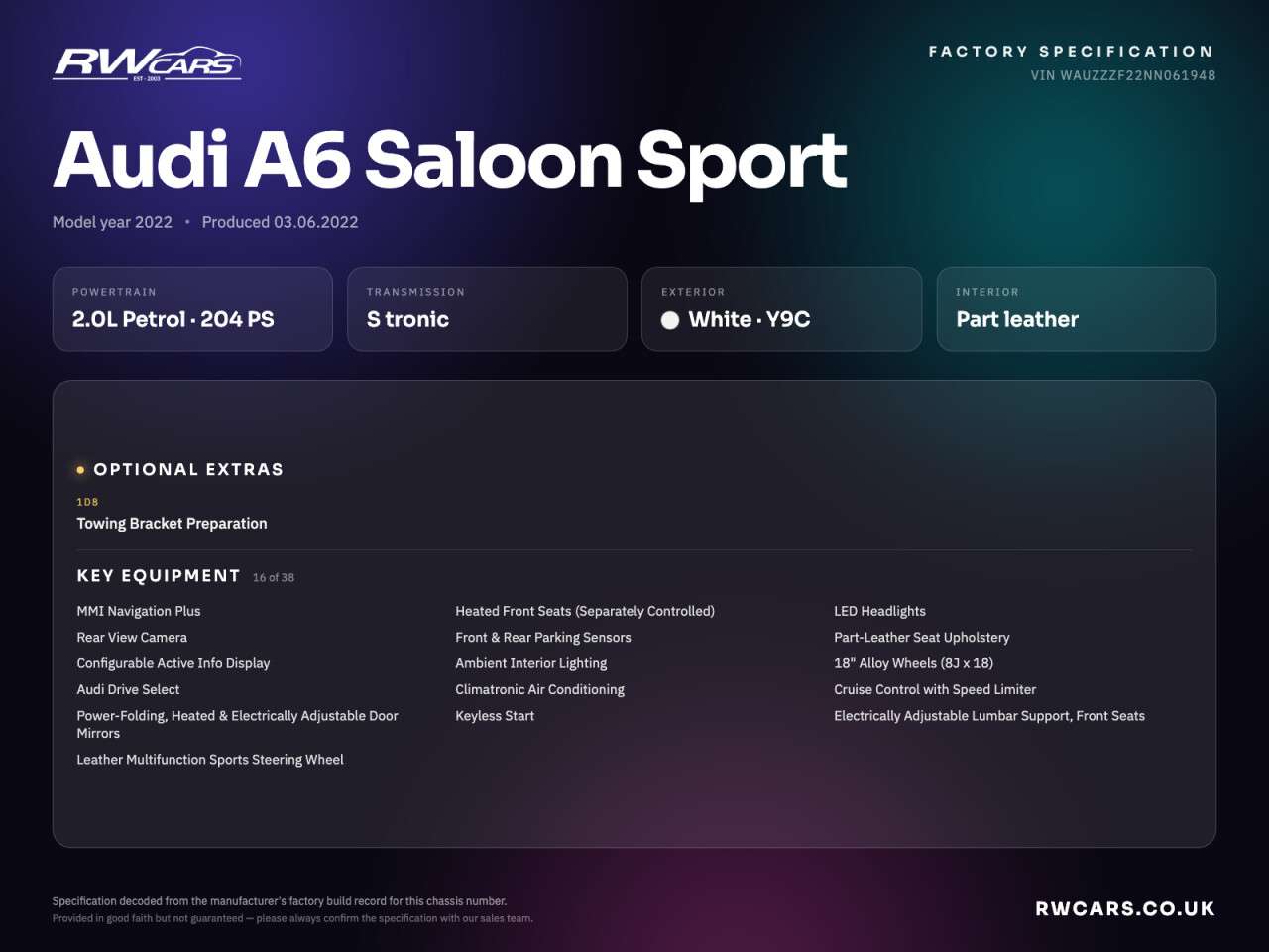 2022 AUDI A6 SALOON 2022 AUDI A6 SALOON