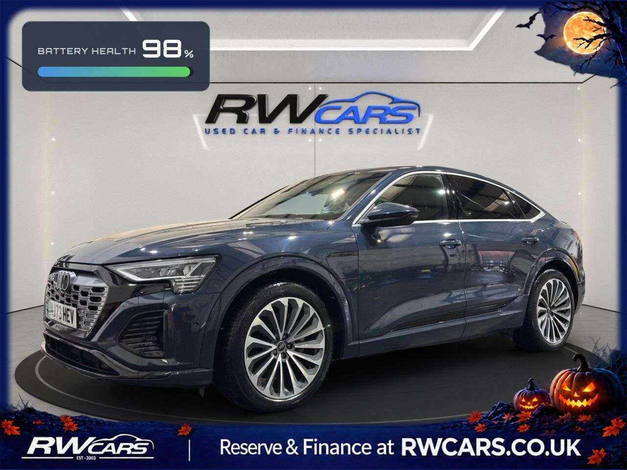 A 2023 AUDI Q8 E-TRON 55 S line Sportback 5dr Electric Auto quattro 114kWh (11kW Charger) (408 ps A 2023 AUDI Q8 E-TRON 55 S line Sportback 5dr Electric Auto quattro 114kWh (11kW Charger) (408 ps