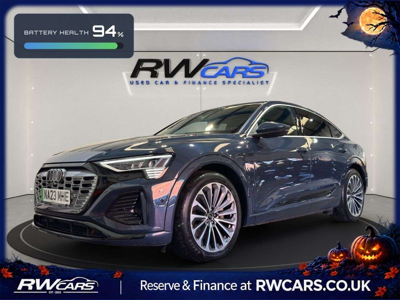 A 2023 AUDI Q8 E-TRON 55 S line Sportback 5dr Electric Auto quattro 114kWh (11kW Charger) (408 ps A 2023 AUDI Q8 E-TRON 55 S line Sportback 5dr Electric Auto quattro 114kWh (11kW Charger) (408 ps