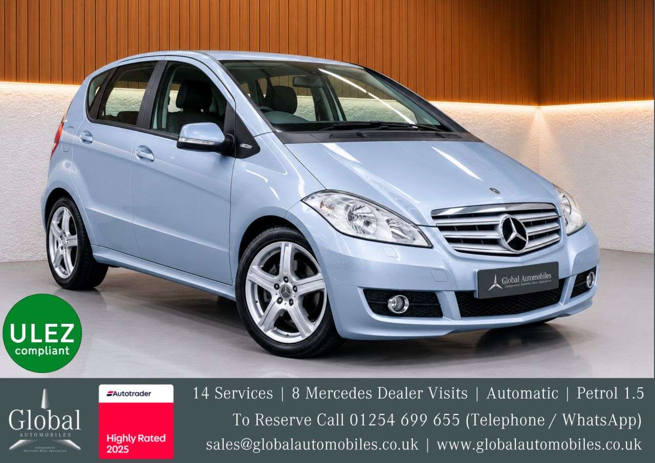 A 2011 MERCEDES-BENZ A-CLASS 1.5 A160 Classic SE Hatchback 5dr Petrol CVT (157 g/km, 95 bhp) 14 SERVICES A 2011 MERCEDES-BENZ A-CLASS 1.5 A160 Classic SE Hatchback 5dr Petrol CVT (157 g/km, 95 bhp) 14 SERVICES