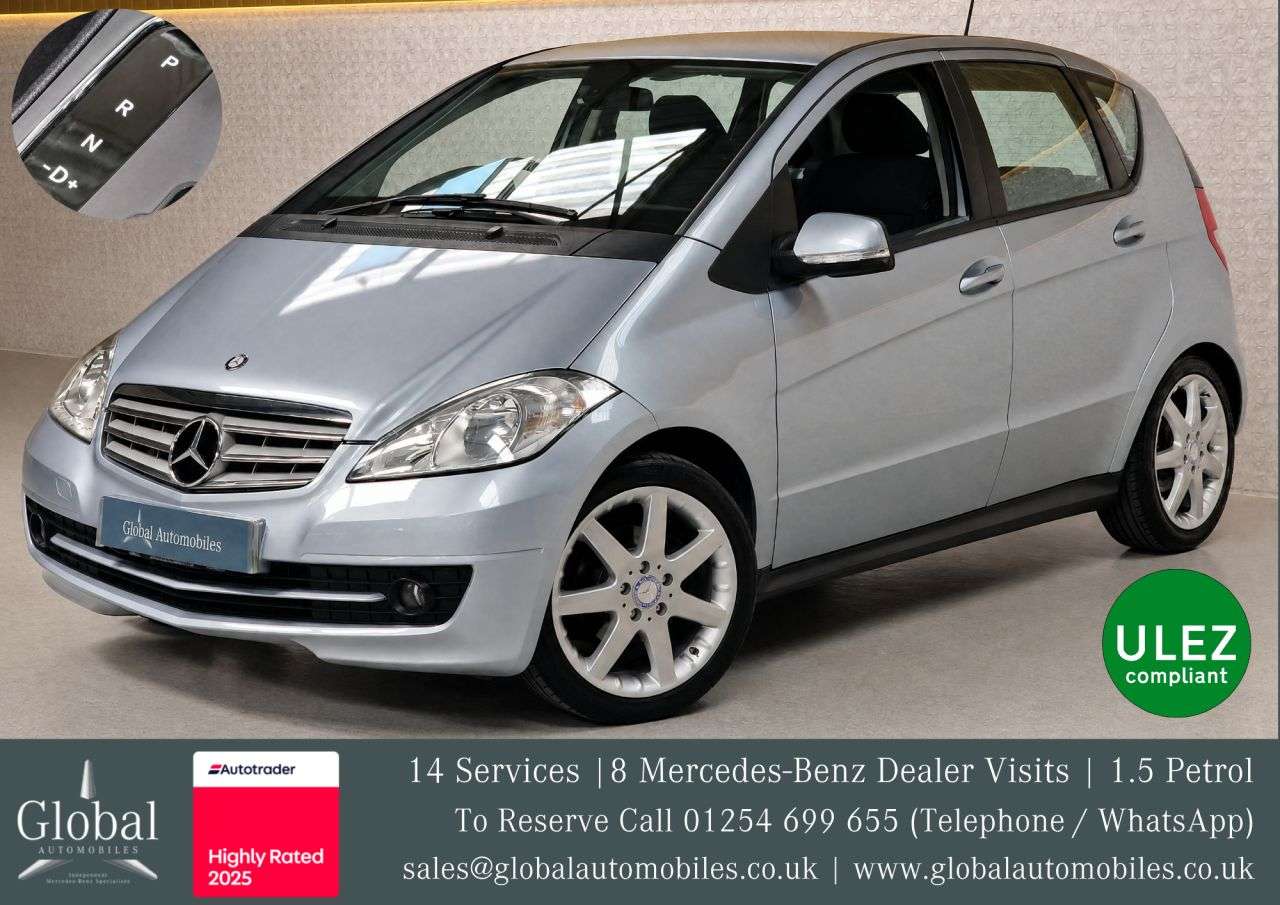 A 2011 MERCEDES-BENZ A-CLASS 1.5 A160 Classic SE Hatchback 5dr Petrol CVT (157 g/km, 95 bhp) 14 SERVICES A 2011 MERCEDES-BENZ A-CLASS 1.5 A160 Classic SE Hatchback 5dr Petrol CVT (157 g/km, 95 bhp) 14 SERVICES
