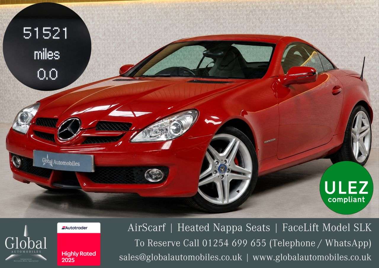 A 2010 MERCEDES-BENZ SLK 1.8 SLK200K Convertible 2dr Petrol Tiptronic Euro 4 (184 ps) AIRSCARF | HEA A 2010 MERCEDES-BENZ SLK 1.8 SLK200K Convertible 2dr Petrol Tiptronic Euro 4 (184 ps) AIRSCARF | HEA