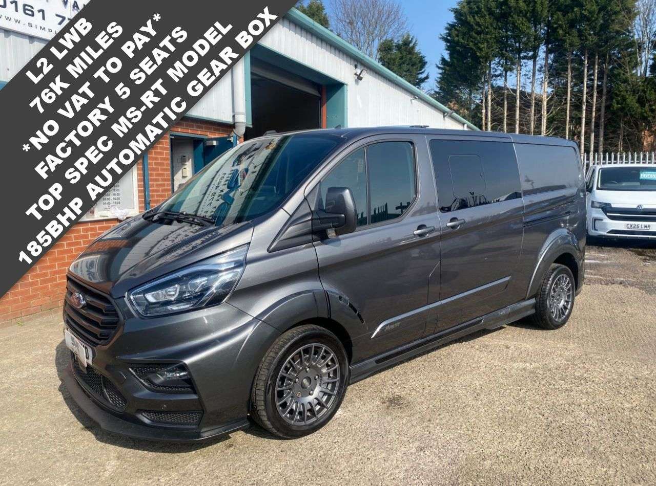 A 2021 FORD TRANSIT CUSTOM MS-RT 5 SEAT L2 LWB AUTOMATIC CREW VAN 76K * NO VAT TO PAY * A 2021 FORD TRANSIT CUSTOM MS-RT 5 SEAT L2 LWB AUTOMATIC CREW VAN 76K * NO VAT TO PAY *