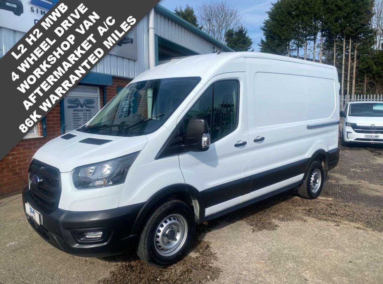 A 2022 FORD TRANSIT AWD 4X4 L2 H2 MWB MED ROOF WORKSHOP AIRCON 86K MILES A 2022 FORD TRANSIT AWD 4X4 L2 H2 MWB MED ROOF WORKSHOP AIRCON 86K MILES