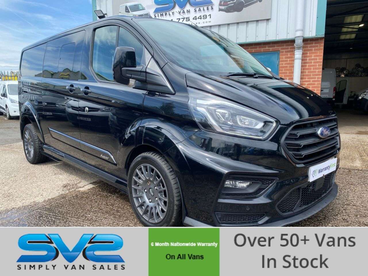 A 2022 FORD TRANSIT CUSTOM FACTORY MS-RT CREW VAN DOUBLE CAB AUTO L2 H1 EURO 6 (185bhp) IN BLACK A 2022 FORD TRANSIT CUSTOM FACTORY MS-RT CREW VAN DOUBLE CAB AUTO L2 H1 EURO 6 (185bhp) IN BLACK