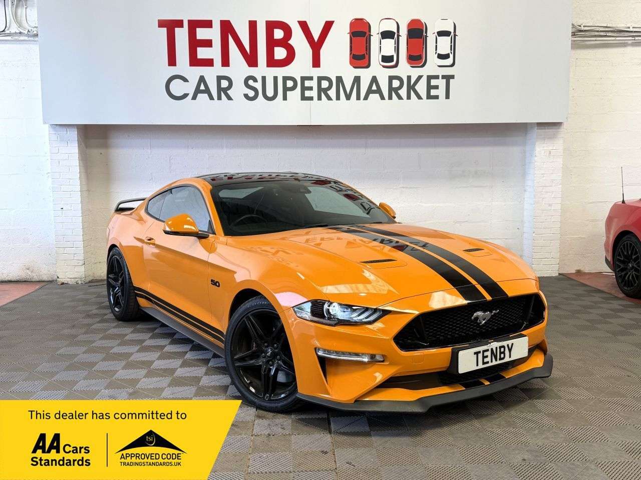 A 2018 FORD MUSTANG 5.0 V8 GT Fastback 2dr Petrol SelShift Euro 6 (450 ps) 19"ALLOYS+ORANGE FUR A 2018 FORD MUSTANG 5.0 V8 GT Fastback 2dr Petrol SelShift Euro 6 (450 ps) 19"ALLOYS+ORANGE FUR