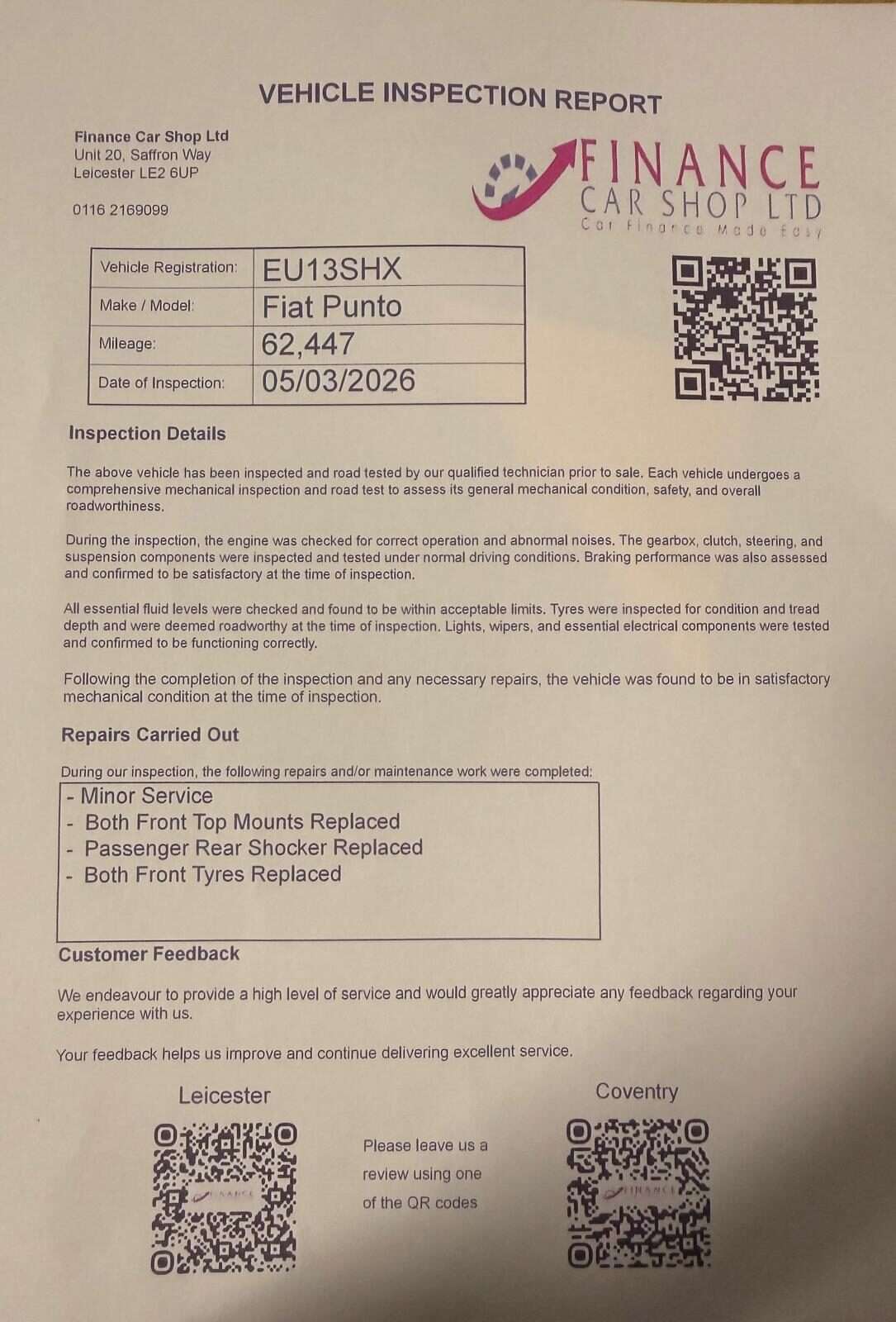 A 2013 FIAT PUNTO EASY A 2013 FIAT PUNTO EASY