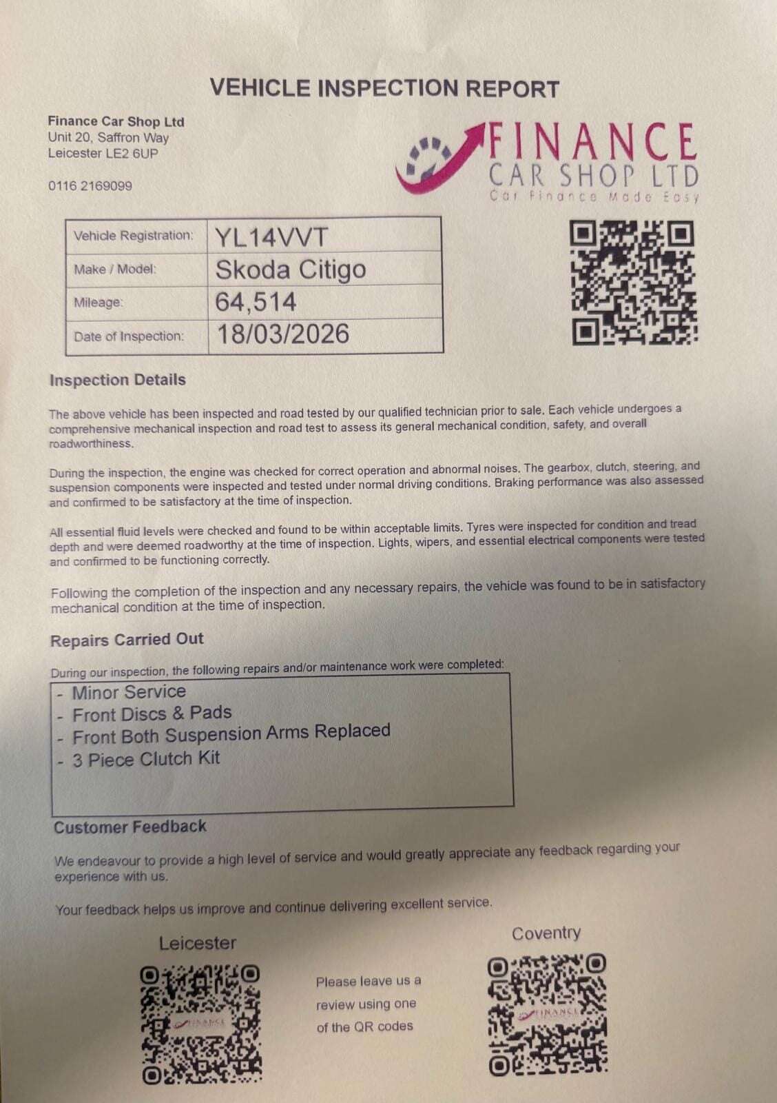 A 2014 SKODA CITIGO ELEGANCE GREENTECH A 2014 SKODA CITIGO ELEGANCE GREENTECH