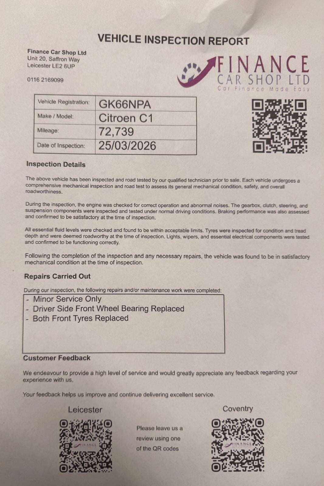 A 2016 CITROEN C1 FEEL A 2016 CITROEN C1 FEEL