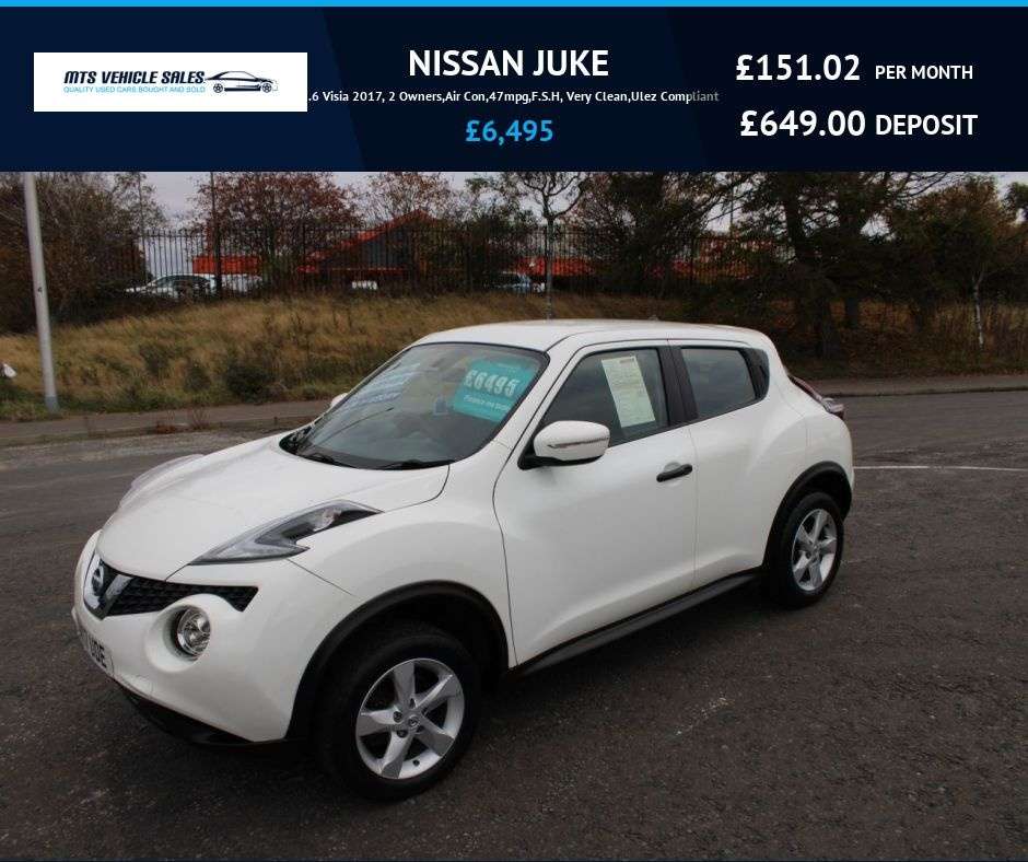 A 2017 NISSAN JUKE 1.6 Visia 2017, 2 Owners,Air Con,47mpg,F.S.H, Very Clean,Ulez Compliant A 2017 NISSAN JUKE 1.6 Visia 2017, 2 Owners,Air Con,47mpg,F.S.H, Very Clean,Ulez Compliant