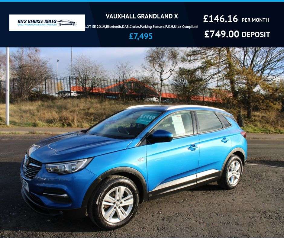 A 2019 VAUXHALL GRANDLAND X 1.2T SE 2019,Bluetooth,DAB,Cruise,Parking Sensors,F.S.H,Ulez Compliant A 2019 VAUXHALL GRANDLAND X 1.2T SE 2019,Bluetooth,DAB,Cruise,Parking Sensors,F.S.H,Ulez Compliant