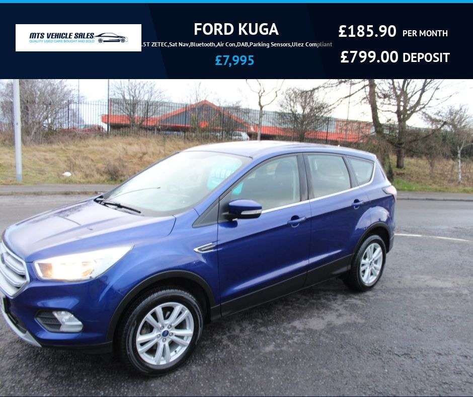 A 2018 FORD KUGA 1.5T ZETEC,Sat Nav,Bluetooth,Air Con,DAB,Parking Sensors,Ulez Compliant A 2018 FORD KUGA 1.5T ZETEC,Sat Nav,Bluetooth,Air Con,DAB,Parking Sensors,Ulez Compliant