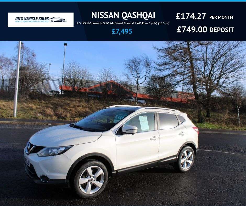 A 2016 NISSAN QASHQAI 1.5 dCi N-Connecta 2016,Glass Roof,Sat Nav,18*Alloys,Reverse Cam,Ulez Compl A 2016 NISSAN QASHQAI 1.5 dCi N-Connecta 2016,Glass Roof,Sat Nav,18*Alloys,Reverse Cam,Ulez Compl