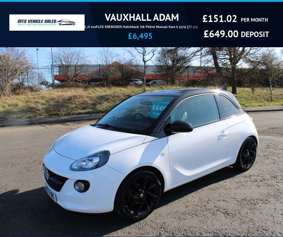 A 2017 VAUXHALL ADAM 1.2i Energised,2017,Bluetooth,DAB,Cruise,Air Con,Insurance Group 2,Ulez Com A 2017 VAUXHALL ADAM 1.2i Energised,2017,Bluetooth,DAB,Cruise,Air Con,Insurance Group 2,Ulez Com