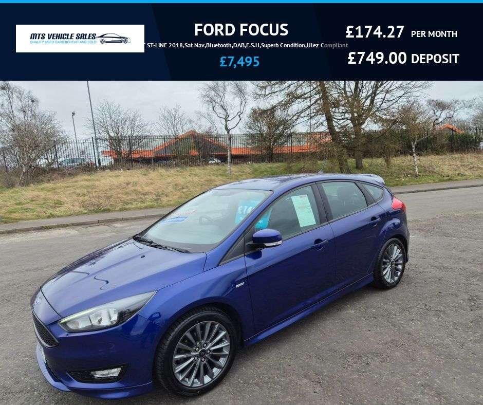 A 2018 FORD FOCUS 1.0T ST-LINE 2018,Sat Nav,Bluetooth,DAB,F.S.H,Superb Condition,Ulez Complia A 2018 FORD FOCUS 1.0T ST-LINE 2018,Sat Nav,Bluetooth,DAB,F.S.H,Superb Condition,Ulez Complia