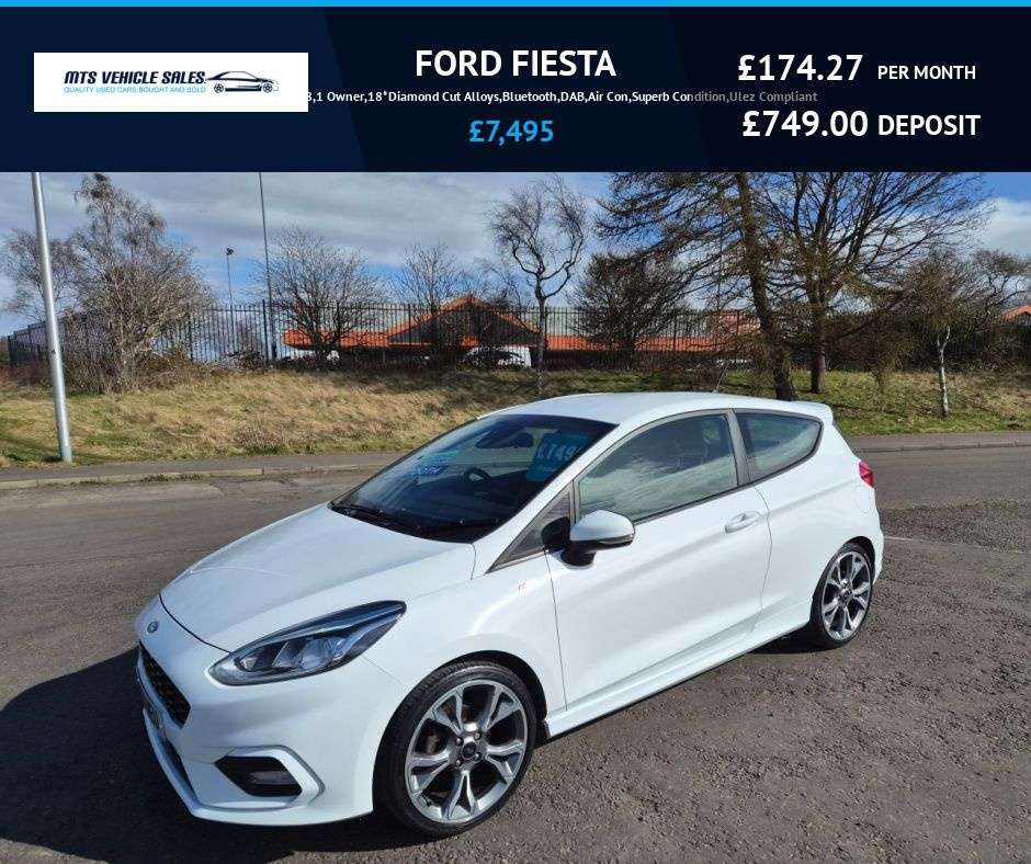 A 2018 FORD FIESTA 1.0T ST-LINE 2018,1 Owner,18*Diamond Cut Alloys,Bluetooth,DAB,Air Con,Super A 2018 FORD FIESTA 1.0T ST-LINE 2018,1 Owner,18*Diamond Cut Alloys,Bluetooth,DAB,Air Con,Super
