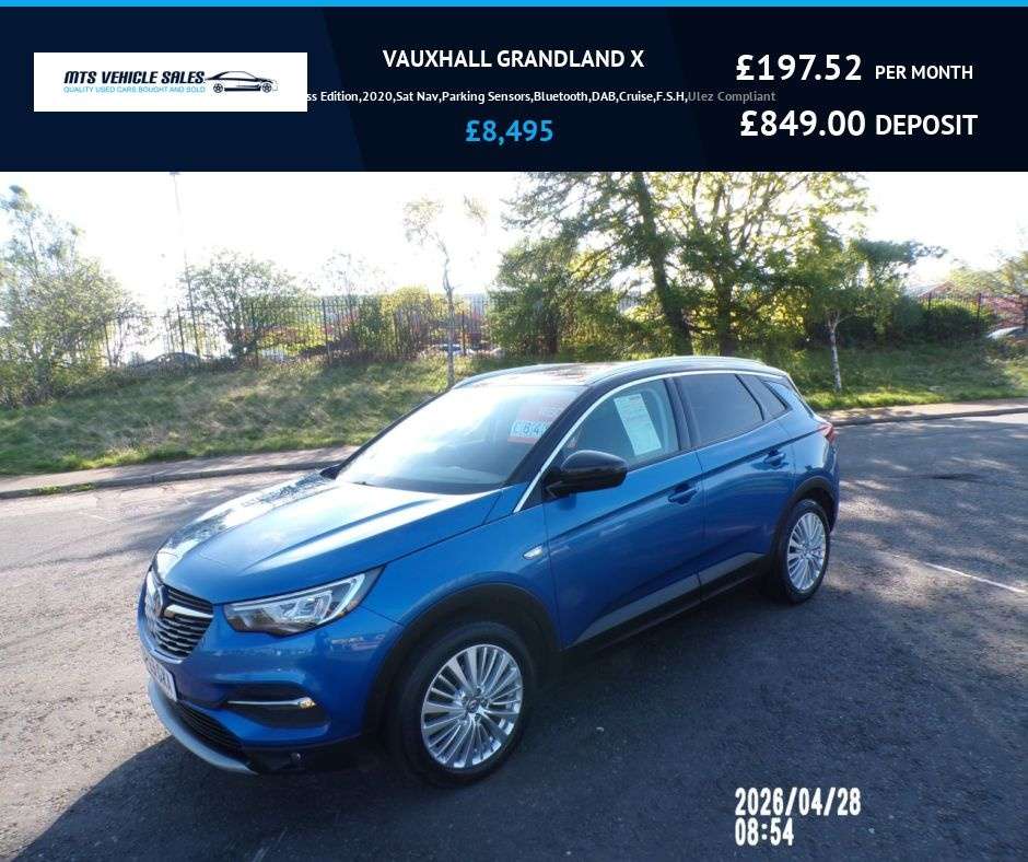 A 2020 VAUXHALL GRANDLAND X 1.5 Business Edition,2020,Sat Nav,Parking Sensors,Bluetooth,DAB,Cruise,F.S. A 2020 VAUXHALL GRANDLAND X 1.5 Business Edition,2020,Sat Nav,Parking Sensors,Bluetooth,DAB,Cruise,F.S.