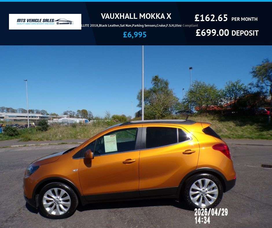 A 2018 VAUXHALL MOKKA X 1.4i ELLITE 2018,Black Leather,Sat Nav,Parking Sensors,Cruise,F.S.H,Ulez Co A 2018 VAUXHALL MOKKA X 1.4i ELLITE 2018,Black Leather,Sat Nav,Parking Sensors,Cruise,F.S.H,Ulez Co