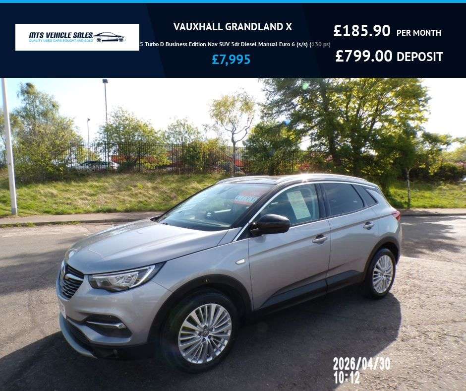 A 2020 VAUXHALL GRANDLAND X 1.5 TD Business Edition,2020,Sat Nav,Park Sensors,Bluetooth,DAB,Cruise,F.S. A 2020 VAUXHALL GRANDLAND X 1.5 TD Business Edition,2020,Sat Nav,Park Sensors,Bluetooth,DAB,Cruise,F.S.