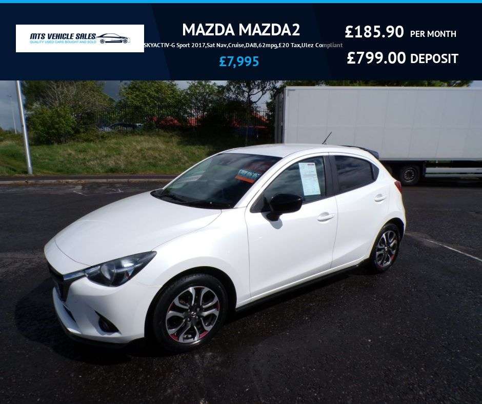 A 2017 MAZDA MAZDA2 1.5 SKYACTIV-G Sport 2017,Sat Nav,Cruise,DAB,62mpg,£20 Tax,Ulez Compliant A 2017 MAZDA MAZDA2 1.5 SKYACTIV-G Sport 2017,Sat Nav,Cruise,DAB,62mpg,£20 Tax,Ulez Compliant