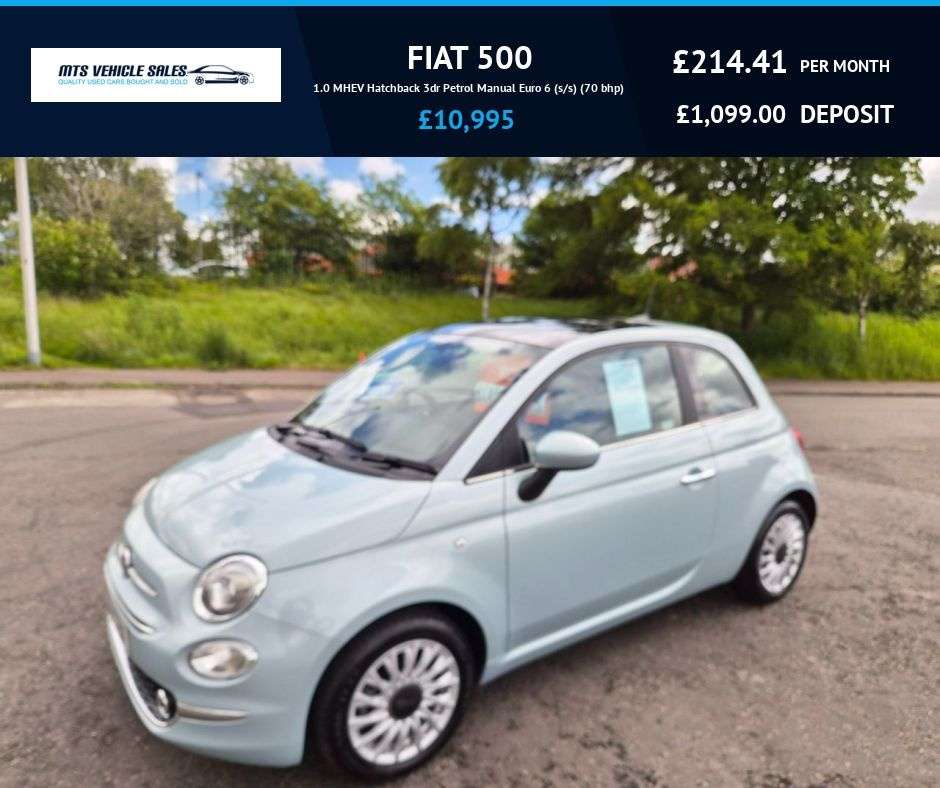 A 2024 FIAT 500 1.0 MHEV 2024*ONLY 800 MILES* AS NEW CONDITION,Demo+1 Lady Owner,60mpg,Serv A 2024 FIAT 500 1.0 MHEV 2024*ONLY 800 MILES* AS NEW CONDITION,Demo+1 Lady Owner,60mpg,Serv