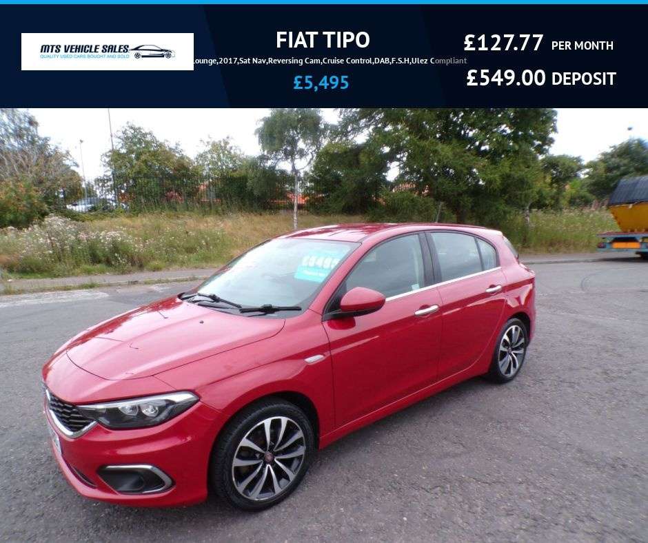 A 2017 FIAT TIPO 1.4 Lounge,2017,Sat Nav,Reversing Cam,Cruise Control,DAB,F.S.H,Ulez Complia A 2017 FIAT TIPO 1.4 Lounge,2017,Sat Nav,Reversing Cam,Cruise Control,DAB,F.S.H,Ulez Complia