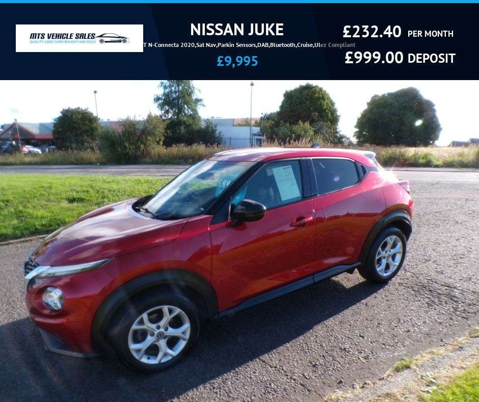 A 2020 NISSAN JUKE 1.0 DIG-T N-Connecta 2020,Sat Nav,Parkin Sensors,DAB,Bluetooth,Cruise,Ulez A 2020 NISSAN JUKE 1.0 DIG-T N-Connecta 2020,Sat Nav,Parkin Sensors,DAB,Bluetooth,Cruise,Ulez