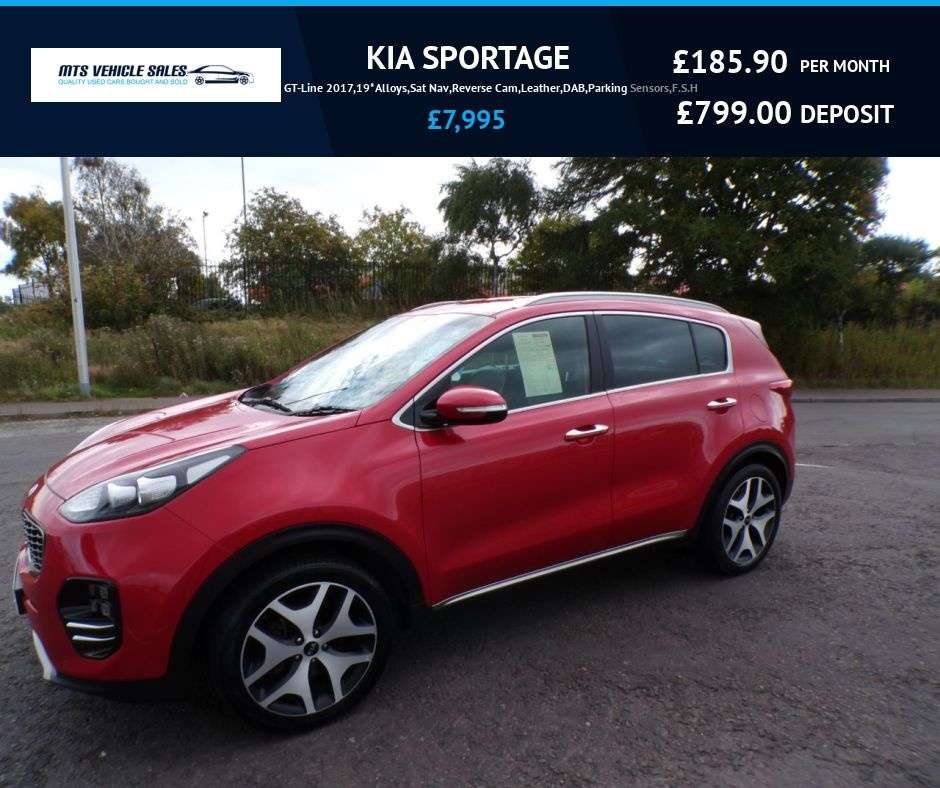 A 2017 KIA SPORTAGE 1.7 CRDi GT-Line 2017,19*Alloys,Sat Nav,Reverse Cam,Leather,DAB,Parking Sen A 2017 KIA SPORTAGE 1.7 CRDi GT-Line 2017,19*Alloys,Sat Nav,Reverse Cam,Leather,DAB,Parking Sen