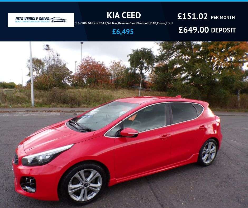 A 2018 KIA CEED 1.6 CRDi GT-Line 2018,Sat Nav,Reverse Cam,Bluetooth,DAB,Cruise,F.S.H A 2018 KIA CEED 1.6 CRDi GT-Line 2018,Sat Nav,Reverse Cam,Bluetooth,DAB,Cruise,F.S.H