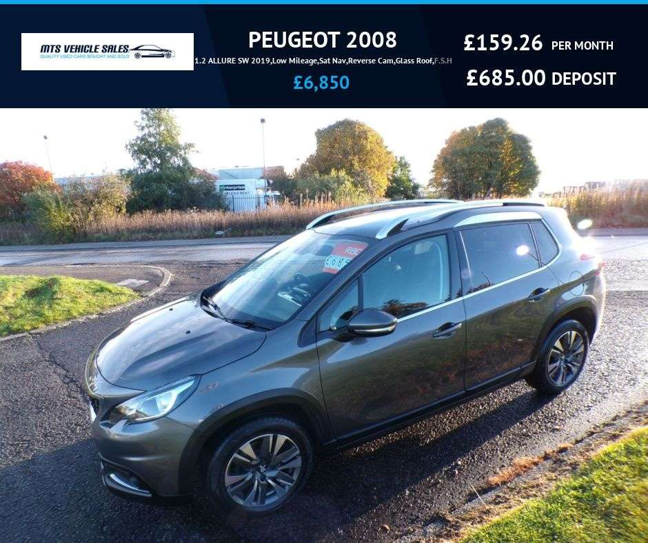A 2019 PEUGEOT 2008 1.2 ALLURE SW 2019,Low Mileage,Sat Nav,Reverse Cam,Glass Roof,F.S.H A 2019 PEUGEOT 2008 1.2 ALLURE SW 2019,Low Mileage,Sat Nav,Reverse Cam,Glass Roof,F.S.H