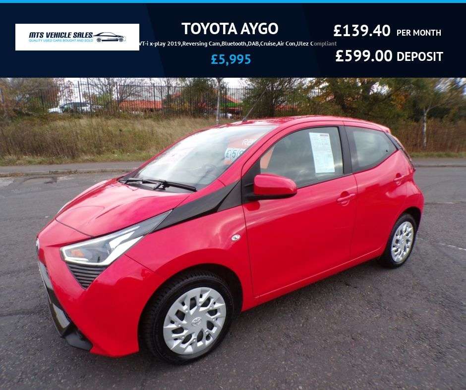 A 2019 TOYOTA AYGO 1.0 VVT-i x-play 2019,Reversing Cam,Bluetooth,DAB,Cruise,Air Con,Ulez Compl A 2019 TOYOTA AYGO 1.0 VVT-i x-play 2019,Reversing Cam,Bluetooth,DAB,Cruise,Air Con,Ulez Compl