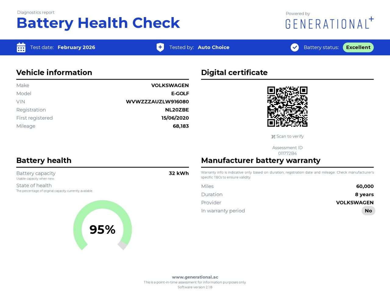 A 2020 VOLKSWAGEN E-GOLF 35.8kWh e-Golf Hatchback 5dr Electric Auto (136 ps) *Amazing Finance Option A 2020 VOLKSWAGEN E-GOLF 35.8kWh e-Golf Hatchback 5dr Electric Auto (136 ps) *Amazing Finance Option