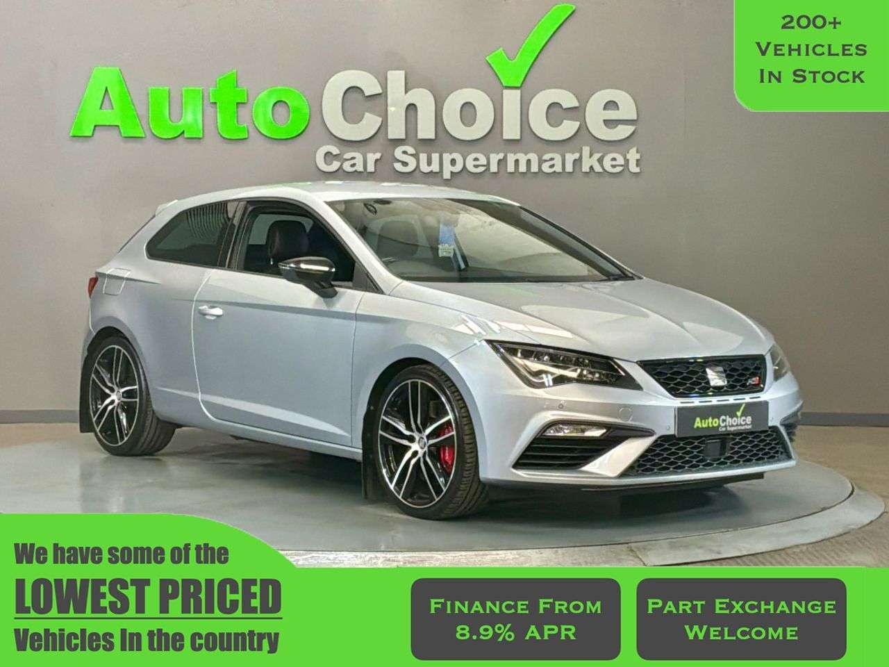 A 2018 SEAT LEON 2.0 TSI Cupra 300 Sport Coupe 3dr Petrol Manual Euro 6 (s/s) (300 ps) in Bl A 2018 SEAT LEON 2.0 TSI Cupra 300 Sport Coupe 3dr Petrol Manual Euro 6 (s/s) (300 ps) in Bl