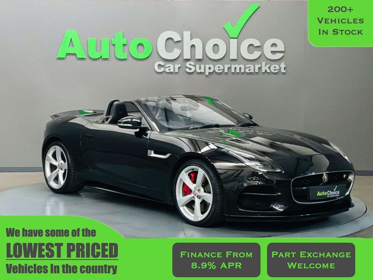 A 2019 JAGUAR F-TYPE 5.0 V8 GPF R Convertible 2dr Petrol Auto AWD Euro 6 (s/s) (550 ps) in Black A 2019 JAGUAR F-TYPE 5.0 V8 GPF R Convertible 2dr Petrol Auto AWD Euro 6 (s/s) (550 ps) in Black