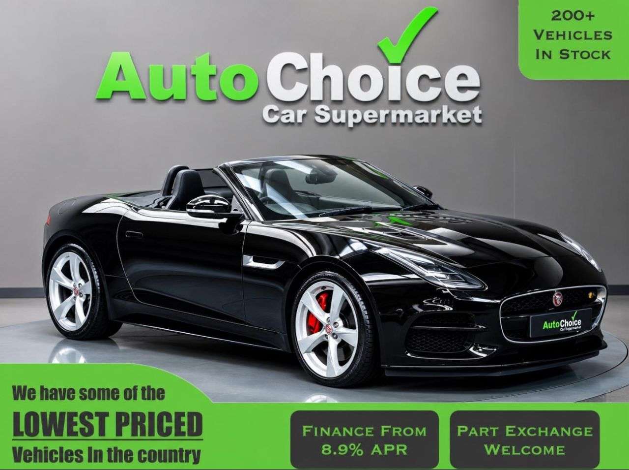 A 2019 JAGUAR F-TYPE 5.0 V8 GPF R Convertible 2dr Petrol Auto AWD Euro 6 (s/s) (550 ps) in Black A 2019 JAGUAR F-TYPE 5.0 V8 GPF R Convertible 2dr Petrol Auto AWD Euro 6 (s/s) (550 ps) in Black