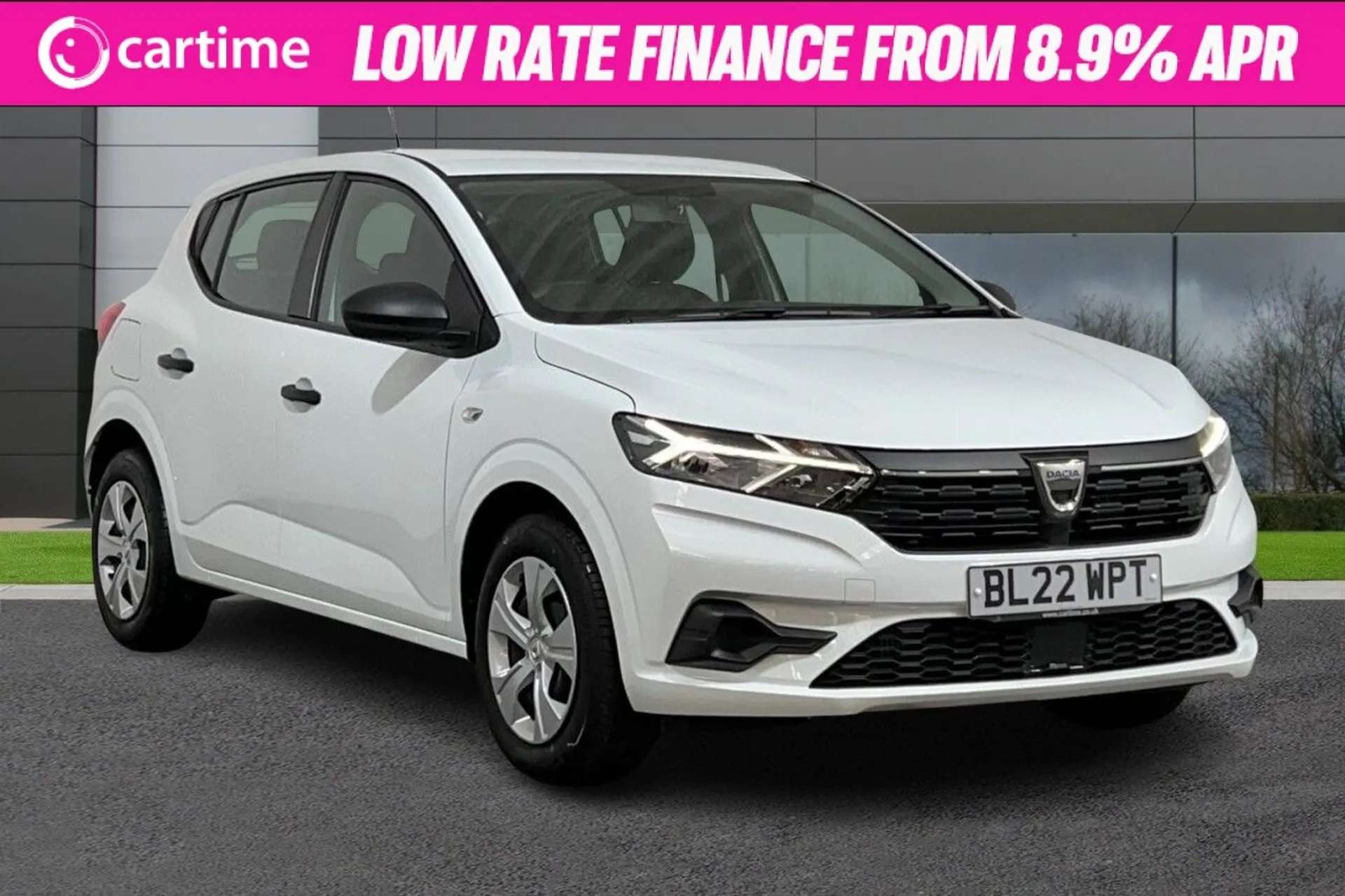 A 2022 DACIA SANDERO 1.0 ESSENTIAL TCE 5d 90 BHP Docking Station, LED Daytime Lights, Tinted Windows, USB Connection, Glacier White Glacier White, 15-Inch Wheels A 2022 DACIA SANDERO 1.0 ESSENTIAL TCE 5d 90 BHP Docking Station, LED Daytime Lights, Tinted Windows, USB Connection, Glacier White Glacier White, 15-Inch Wheels