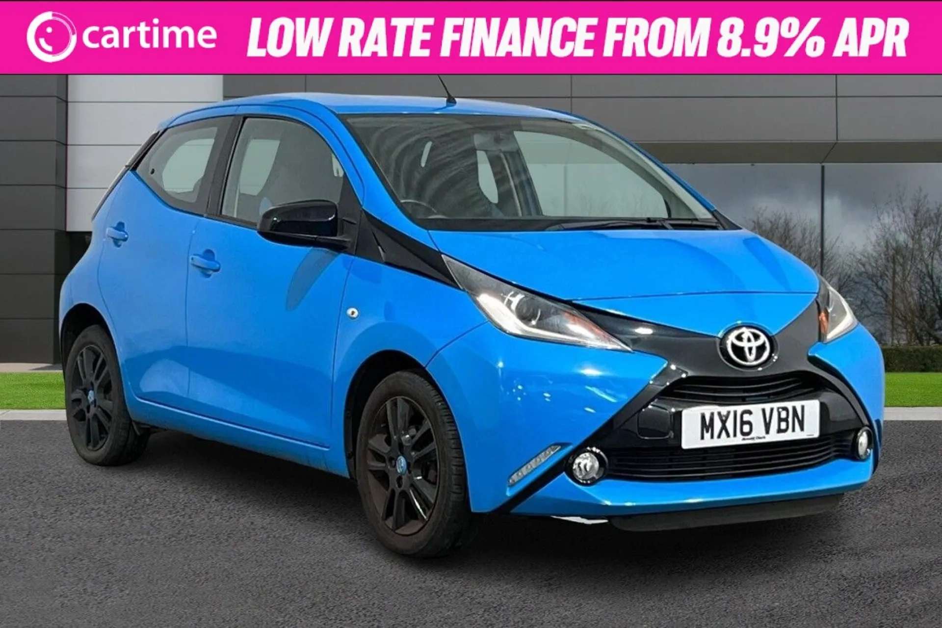 A 2016 TOYOTA AYGO 1.0 VVT-I X-CITE 2 5d 69 BHP 7in Touchscreen, Reverse Camera, Air Conditioning, DAB / Bluetooth, 15in Alloys Cyan Splash, 15-Inch Alloy Wheels A 2016 TOYOTA AYGO 1.0 VVT-I X-CITE 2 5d 69 BHP 7in Touchscreen, Reverse Camera, Air Conditioning, DAB / Bluetooth, 15in Alloys Cyan Splash, 15-Inch Alloy Wheels