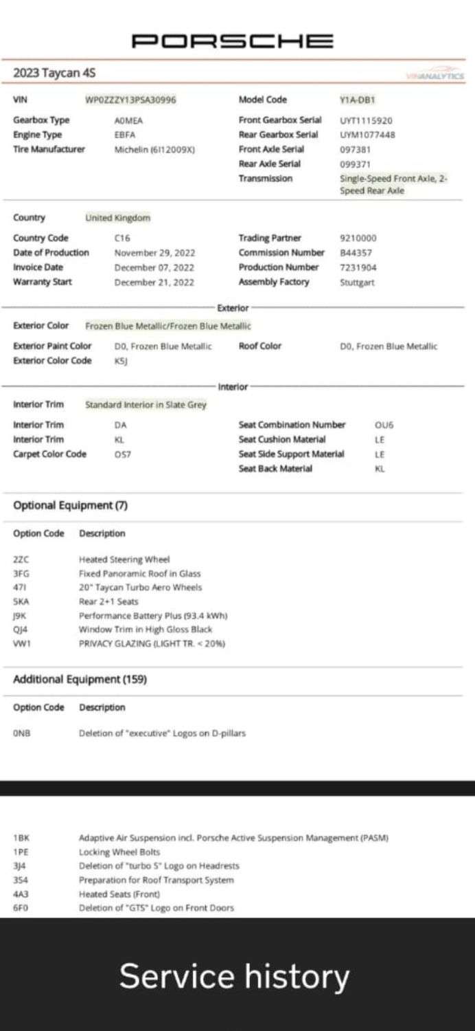 A 2022 PORSCHE TAYCAN Performance Plus 93.4kWh 4S Saloon 4dr Electric Auto 4WD (11kW Charger) (57 A 2022 PORSCHE TAYCAN Performance Plus 93.4kWh 4S Saloon 4dr Electric Auto 4WD (11kW Charger) (57