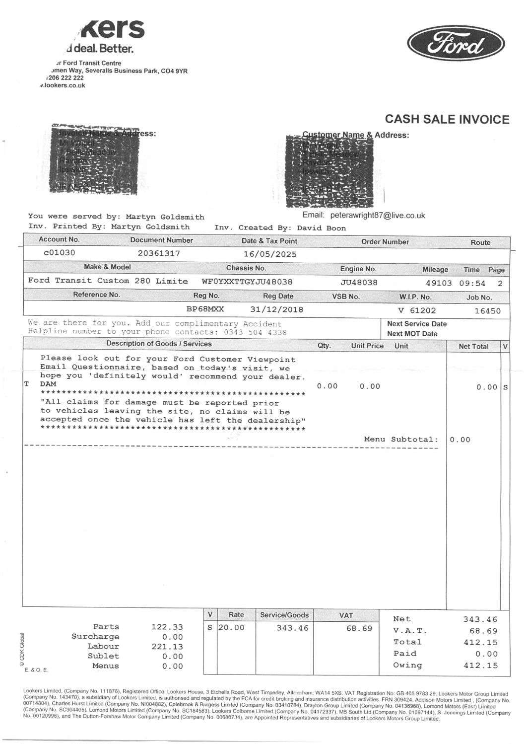 2018 FORD TRANSIT CUSTOM 2018 FORD TRANSIT CUSTOM