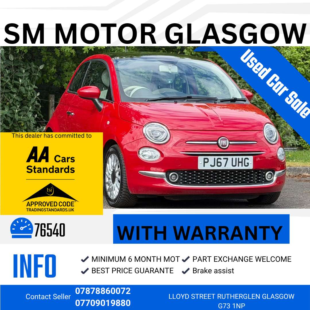 A 2017 FIAT 500 1.2 Lounge Hatchback 3dr Petrol Manual Euro 6 (s/s) (69 bhp) A 2017 FIAT 500 1.2 Lounge Hatchback 3dr Petrol Manual Euro 6 (s/s) (69 bhp)