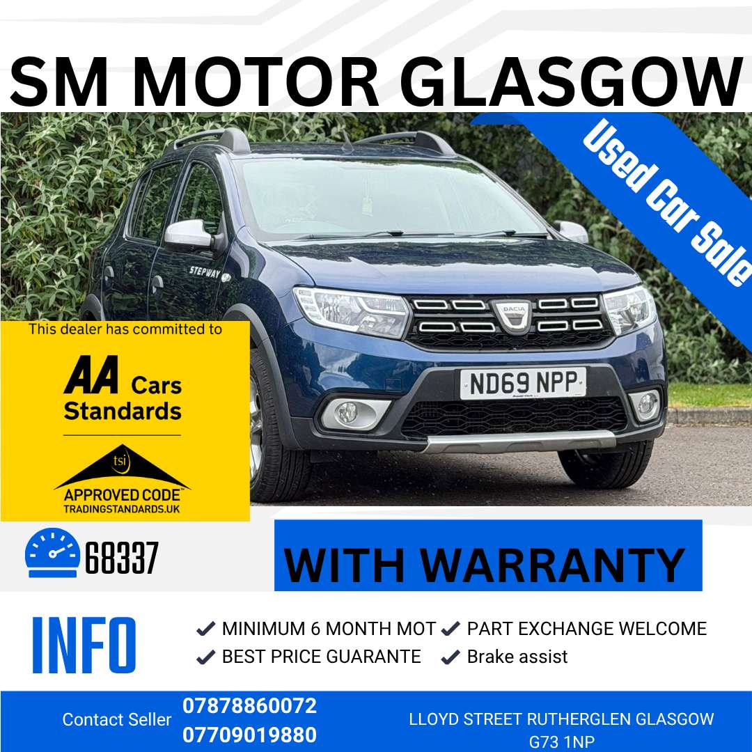 A 2019 DACIA SANDERO STEPWAY 0.9 TCe Comfort Hatchback 5dr Petrol Manual Euro 6 (s/s) (90 ps) A 2019 DACIA SANDERO STEPWAY 0.9 TCe Comfort Hatchback 5dr Petrol Manual Euro 6 (s/s) (90 ps)