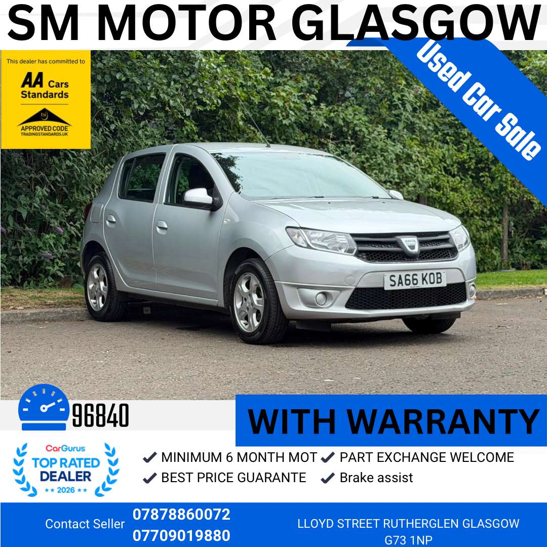 A 2016 DACIA SANDERO 0.9 TCe Laureate Hatchback 5dr Petrol Manual Euro 6 (s/s) (90 ps) A 2016 DACIA SANDERO 0.9 TCe Laureate Hatchback 5dr Petrol Manual Euro 6 (s/s) (90 ps)