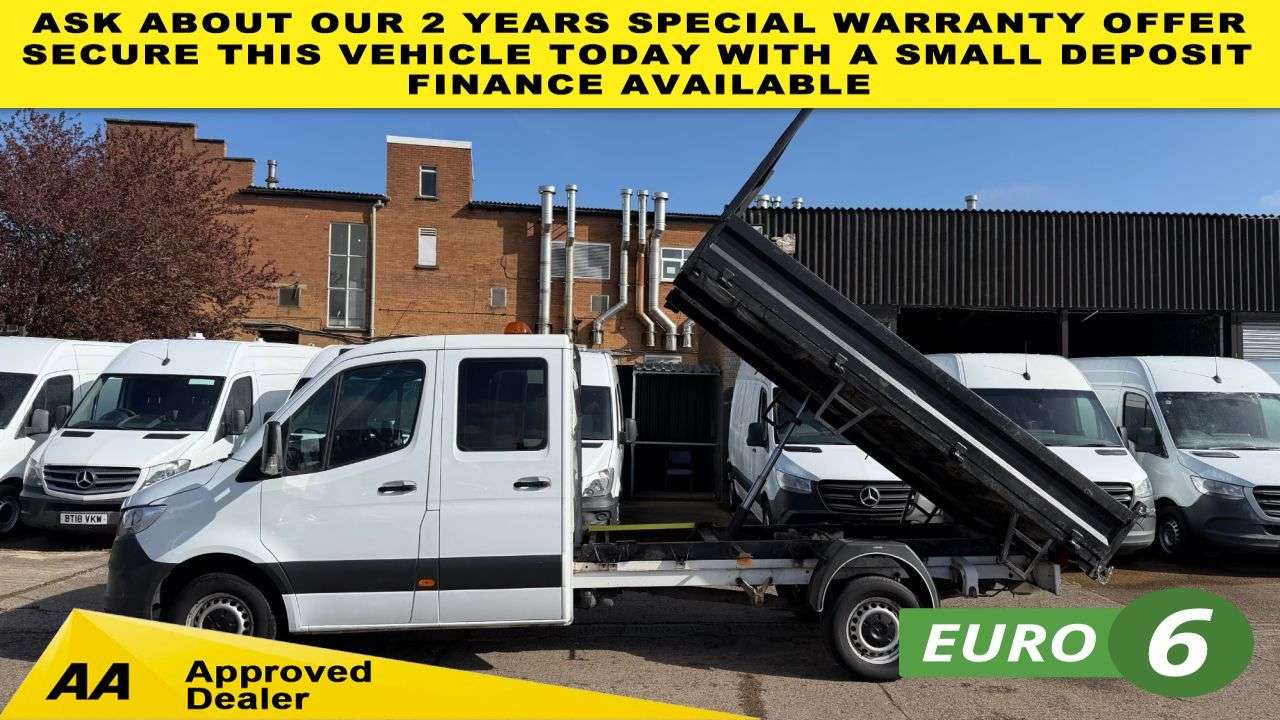 A 2020 MERCEDES-BENZ SPRINTER 2.1 316 CDI L3 TIPPER DROPSIDE 160BHP. DOUBLE CREW CAB. 7 SEATER. LOW 82K M A 2020 MERCEDES-BENZ SPRINTER 2.1 316 CDI L3 TIPPER DROPSIDE 160BHP. DOUBLE CREW CAB. 7 SEATER. LOW 82K M