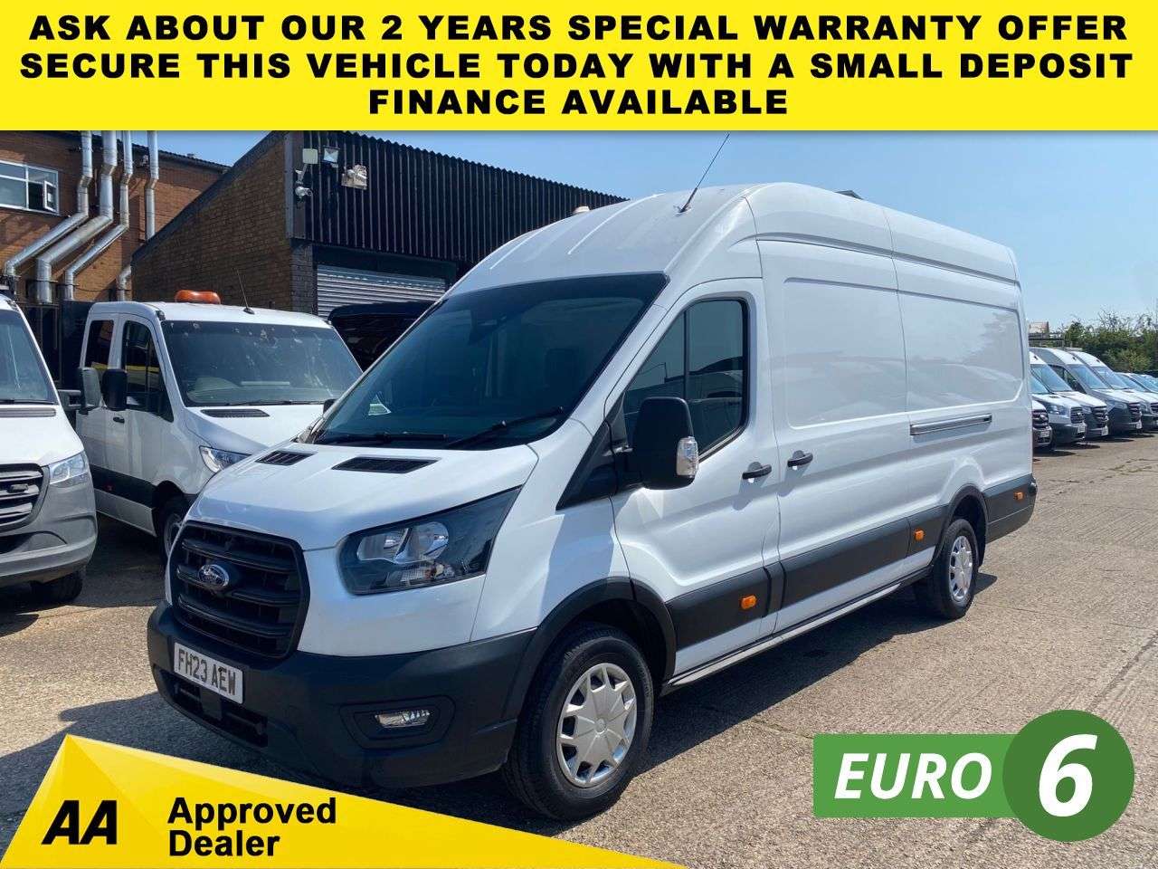 A 2023 FORD TRANSIT 2.0 TDCI T350 TREND ECOBLUE L4 H3 XLWB JUMBO H/ROOF RWD 130BHP. SENSORS. AC A 2023 FORD TRANSIT 2.0 TDCI T350 TREND ECOBLUE L4 H3 XLWB JUMBO H/ROOF RWD 130BHP. SENSORS. AC